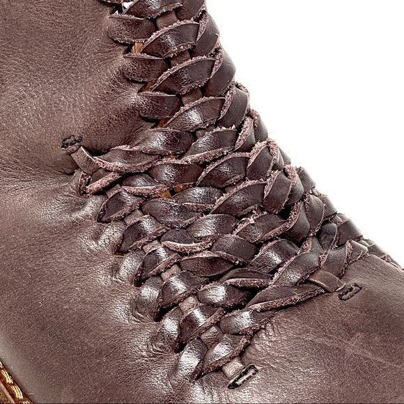 Latigo Anthropologie Kick Booties 6 Brown Leather Woven Western Ankle Boots - Picture 2 of 10
